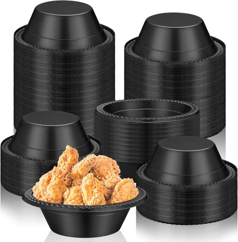 100 Pcs 12oz Black Disposable Plastic Bowls, Dessert Cups, Snack Bowls for Party Favor Picnic