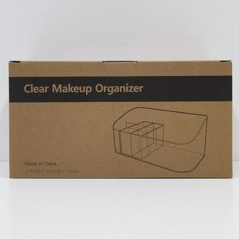 YOHOM Small Clear Makeup Organizer Tray, 9-Compartments Vanity Cosmetic Brush Holder Storage Box with 2 Dividers