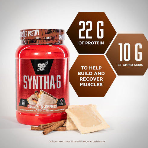 BSN SYNTHA-6 Whey Protein Powder - Cinnamon Toaster Pastry Flavor with Micellar Casein, 28 Servings