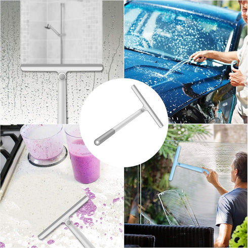 Window Squeegee, 2 Pack | Shower Squeegee for Glass Doors, Bathroom Mirror, and Tile Walls (Grey+Green)