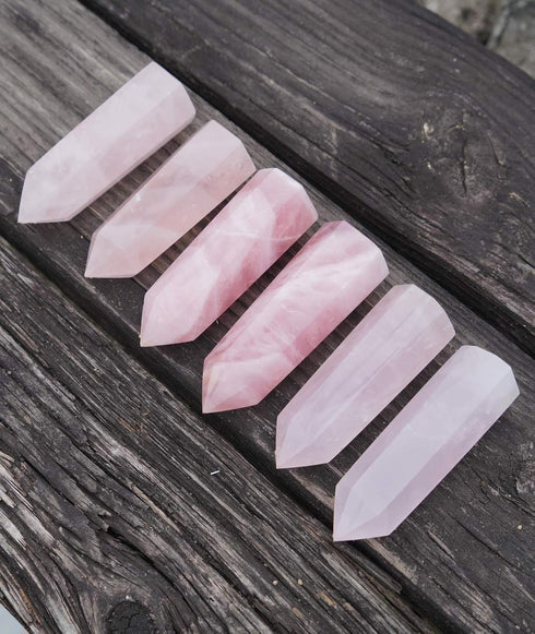 MIMOSA Healing Crystal Wand with Raw Rose Quartz & Selenite, Rose Quartz