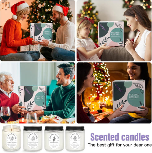 Set, 4 Pack Scented Candle Gift Soy Wax Scented Candles for Home Lavender, Sage & Ponderosa Pine Aromatherapy Candles