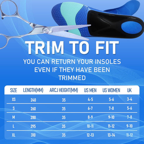 RooRuns Heavy Duty Arch Support Insoles for Men Women, Orthotic Inserts for Flat Feet, Heel Spurs, High Arches,