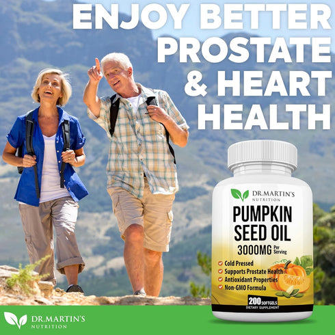 3000mg Cold Pressed Pumpkin Seed Oil, DHT Blocker for Hair Growth, Supports Heart and Skin Health