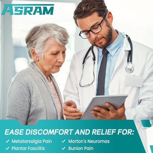 ASRAM Metatarsal Pads with Gel Pad, Forefoot Cushions, Soft Fabric Socks for Metatarsalgia, Bone Spur, Foot Pain Relief