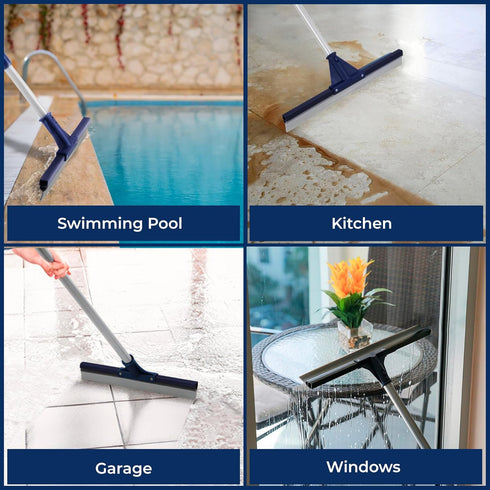 DSV Standard Floor Squeegee for Concrete Floor, 17.5" Heavy Duty Squeegee with 62" Handle