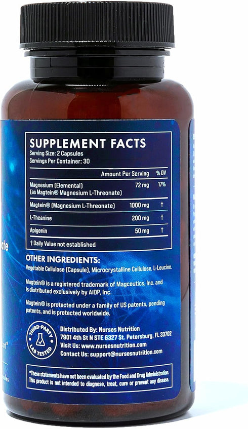 Premium High Absorption Magnesium Sleep Supplement - Clinically Studied Magnesium L-Threonate, Stress Support