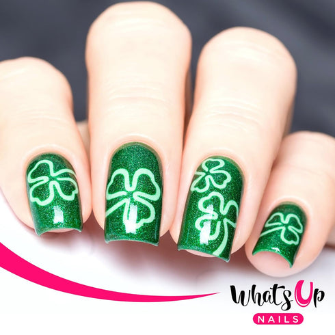 Whats Up Nails - Saint Patrick's Day Nail Vinyl Stencils 4pcs for Nail Art Design (Clover Field, Shamrock, Luck)