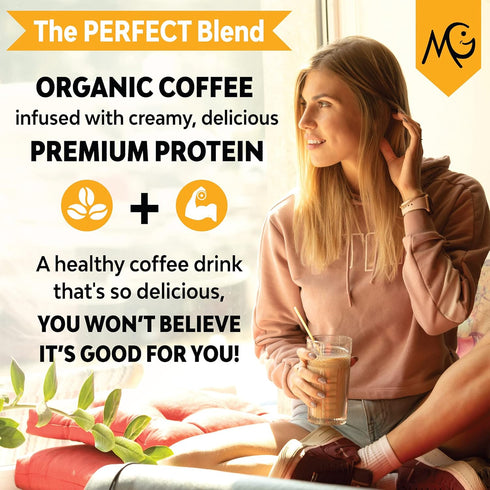 MariGold High Protein Coffee - Iced Café Mocha, 20g Grass Fed Whey Protein Isolate, 1 Lb Bag