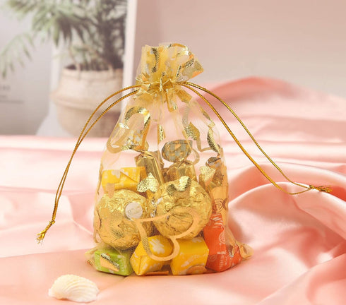 Stratalife 100PCS Organza Bags - Small Sheer Drawstring Bags 4x6 for Jewelry, Party Favors, Wedding Return Gifts