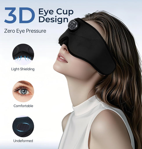 LC-dolida Bluetooth Sleep Mask with White NoiseSleep Headphones,Bluetooth Wireless Music Eye Mask, Ideal for Travel