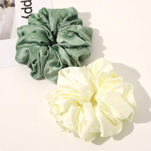 Scrunchies Hair Ties for Women - Big Silk Satin Scrunchie Extra Large Jumbo Oversized Cute Chiffon Scrunchy