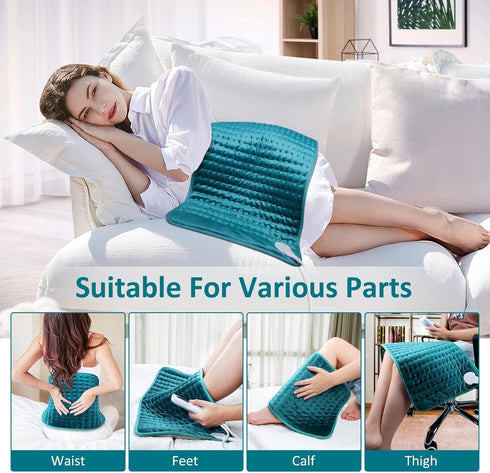 Electric Heating Pad for Pain Relief, Extra Large 17"x33", 6 Fast Heating Settings, Auto-Off, Moist Dry Heat Options