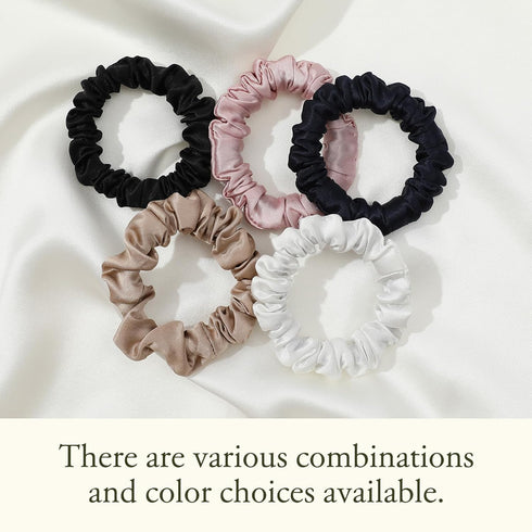 LILYSILK Pure Silk Scrunchies for Women - Colorful Hair Bow Ties, Unique Bobble Elastics Hair Scrunchy, 10pc-Mini