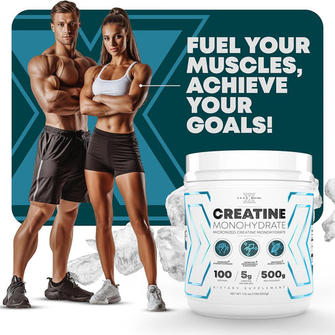 Performance Micronized Creatine Monohydrate Powder Supplement, 5000mg (5g), 100 Servings, Unflavored, Vegan
