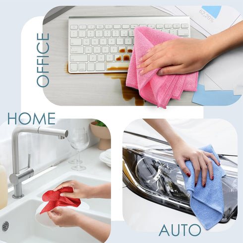 Hearth & Harbor Microfiber Cleaning Cloth, 12 Pack Washcloths for Cars, Reusable Lint Free Cleaning Rags