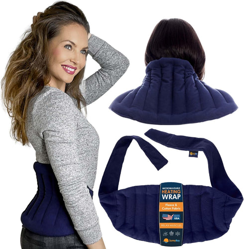 SunnyBay Microwave Heating Pad, Microwavable Hot or Cool Bean Bag Wrap for Neck, Shoulder, Knee, Back Pain, 10x18 Inch