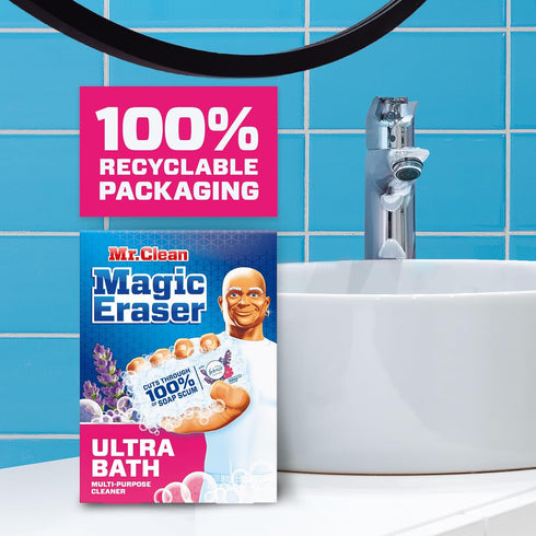 Mr. Clean Magic Eraser Ultra Bath - Multi Purpose Cleaner for Bathroom, Soap Scum Remover, 5ct