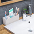 Makeup Brush Holder Organizer - 3 Slots Cosmetic Brushes Storage Container for Vanity (White)