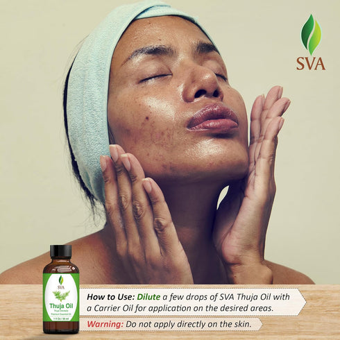 SVA Thuja Essential Oil, 1 Fl Oz, 100% Natural for Aromatherapy, Skin Care, Soap Making