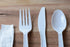 Set 6 1 Set (100) Disposable Individually Wrapped White Plastic Cutlery Kit - Heavy Duty Fork Spoon Knife Napkin Salt