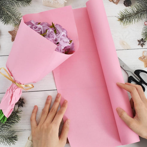 BEISHIDA Dark Pink Wrapping Paper, 15" X 32ft Kraft Roll for Gift Wrapping and Flower Packing