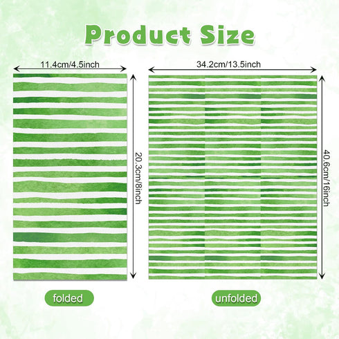 KTHONIOMANTE 200PCS 2 Pack, 4.5x8 Inch Green & White Stripe Guest Napkins, Ply Disposable Paper Striped Dinner Hand