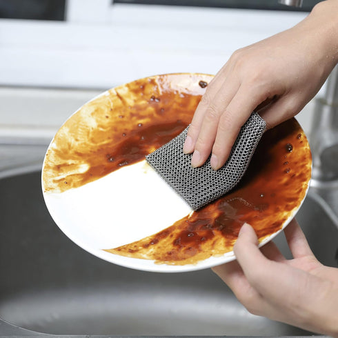 Cast Iron Cleaner Chainmail Scrubber | Fine Ring 316 Stainless Steel Scrubbing Sponge for Cast Iron Pots, BBQ, Dishes