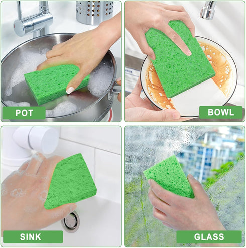 Kitchen Sponges 24 PCS - Compressed Cellulose Non-Scratch Natural Dish Sponge for Kitchen, Bathroom, Cars