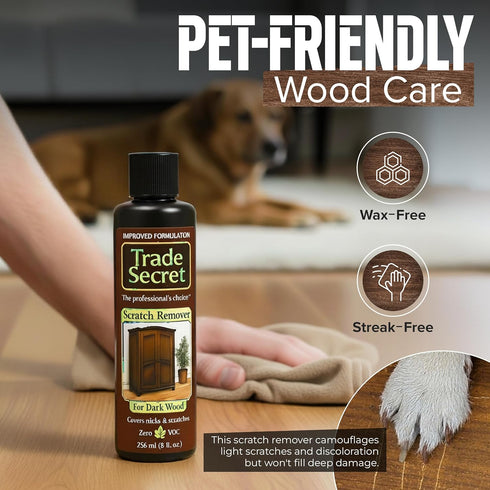 Trade Secret Scratch Concealer for Real Wood Furniture & Floors Restores Dark Wood Scratch, Covers Nicks, Scuffs