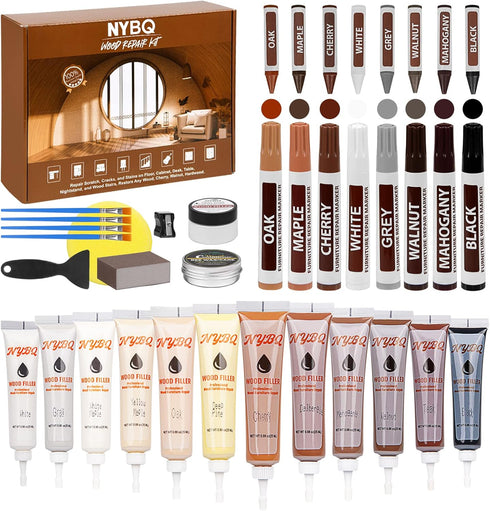 Wood Furniture Repair Kit, Set of 41, Laminate Vinyl Floor Repair Kit, Touch Up Markers for Hardwood Scratches