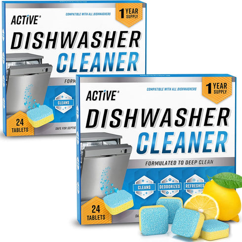 Dishwasher Cleaner Deodorizer Tablets, 48 Pack for Deep Cleaning Dish Washer Machine, Natural Limescale Remover - 48