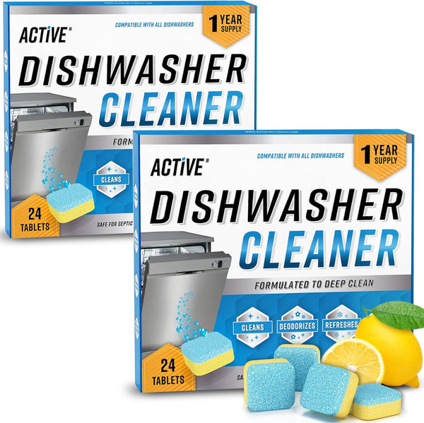 Dishwasher Cleaner Deodorizer Tablets, 48 Pack for Deep Cleaning Dish Washer Machine, Natural Limescale Remover - 48