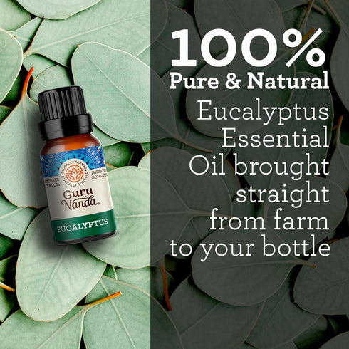 GuruNanda Eucalyptus Essential Oil - 100% Pure, Natural, Undiluted Aromatherapy Oil for Diffusers - Aids in Congestion