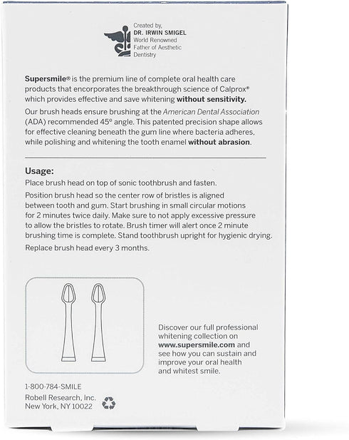 LS45 45 2 Count) Supersmile Series II Replacement Brush Heads for Sonic Pulse Toothbrush - Patented Soft Bristles