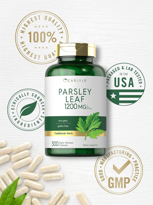 Carlyle Parsley Leaf Capsules 1200mg | 300 Count | Non-GMO, Gluten Free Supplement