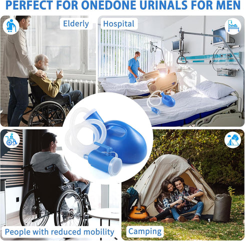 ONEDONE Urinals for Men, Portable Spill Proof Nighttime Urinal Bottle, 68 OZ for Hospital Home Camping, 45" Long Hose