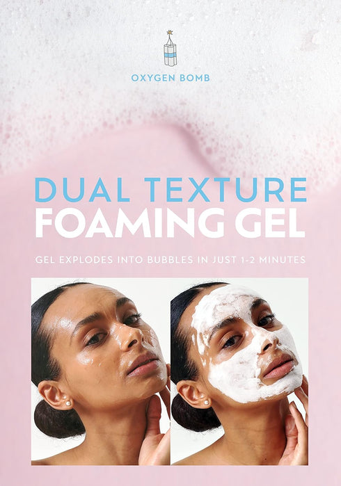 NOTHING FITS BUT Oxygen Bomb with Brush Pad, Dual Texture Foaming Gel Facial Mask & Cleanser, 3.4 Fl Oz (100 ml)