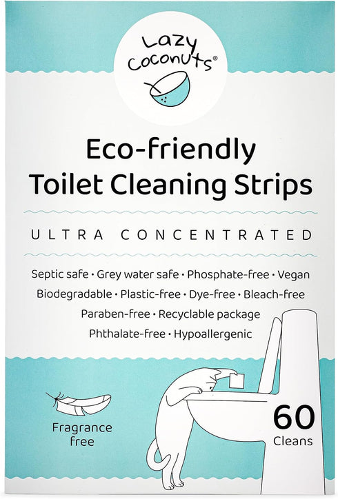 Toilet Bowl Cleaner Strips, 60 Cleans, Plastic-free, Dye-free, with Lemon Essential Oil