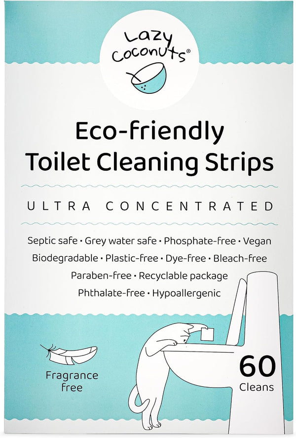 Toilet Bowl Cleaner Strips, 60 Cleans, Plastic-free, Dye-free, with Lemon Essential Oil