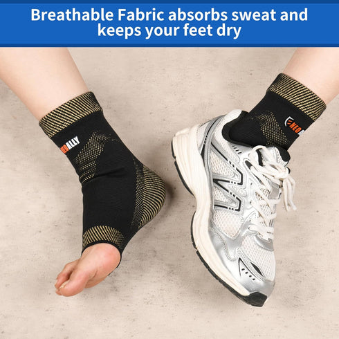 NeoAlly Copper Ankle Support Brace Compression Sleeve, Medium Size for Foot Swelling Pain Relief