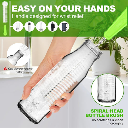 Set 3, 14 Rnoafmu Bottle Brush Cleaner of in Long Handle Water Bottle & Straw Cleaner Brushes for Washing Tumblers