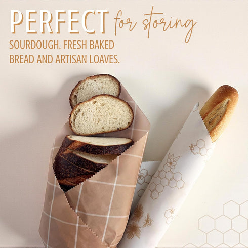 Nectar & Nest Beeswax Wraps for Food - Bread Wraps - Reusable Bread Storage Bags - Organic & Eco-Friendly Alternative