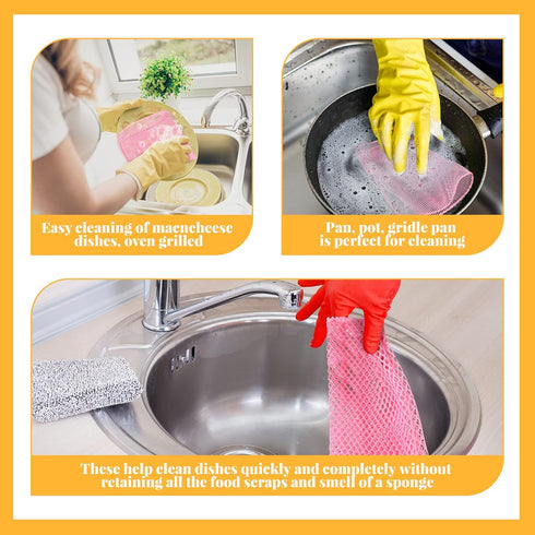 Norme 24 Pcs Mesh Cloth Dishes - Non Scratch Dish Washing Net Scrubbers for Kitchen, Fast Drying, 3 Colors