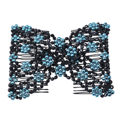 LOVEF Elastic Double Combs with Plastic Rose Flowers, Hair Clips, Hair Holder, Easy Comb, 8 Pcs