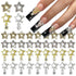 YECIRALA 40 Pcs Star Nail Charms, 3D Gold Silver Rhinestones and Gems for Acrylic Nails DIY Crafts Supplies