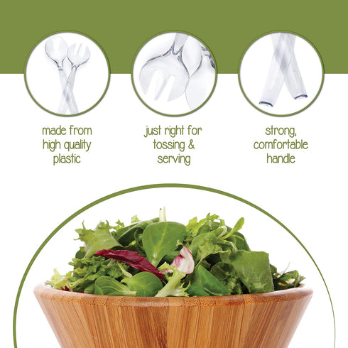 Plasticpro Disposable Plastic Serving Utensils Set of 4, Clear Heavyweight Salad Spoons and Forks