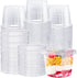 100 Pack 8oz Disposable Plastic Cups with Flat Lids, Clear Crystal Cups for Desserts and Cold Drinks