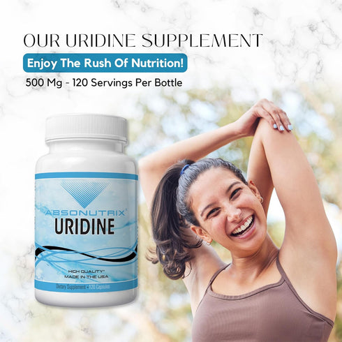 Absonutrix Uridine Monophosphate (Choline Enhancer) - 500mg per Capsule, 120 Vegetable Capsules Made in USA