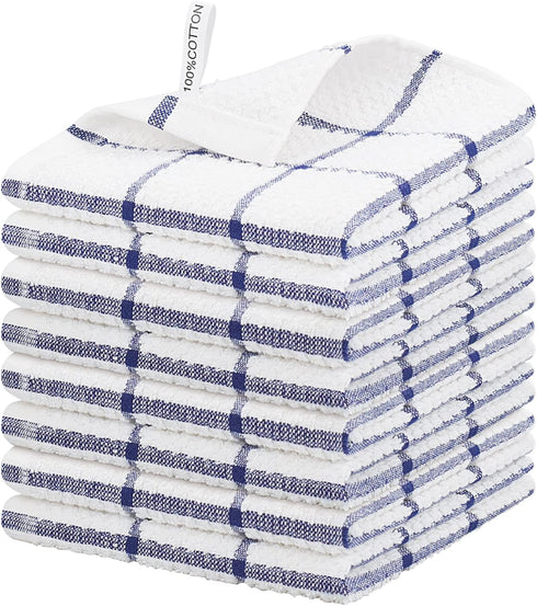 Nialnant Cotton Terry Kitchen Towels, 12 x 12 Inches, Set of 8, Super Soft and Absorbent Dish Cloths